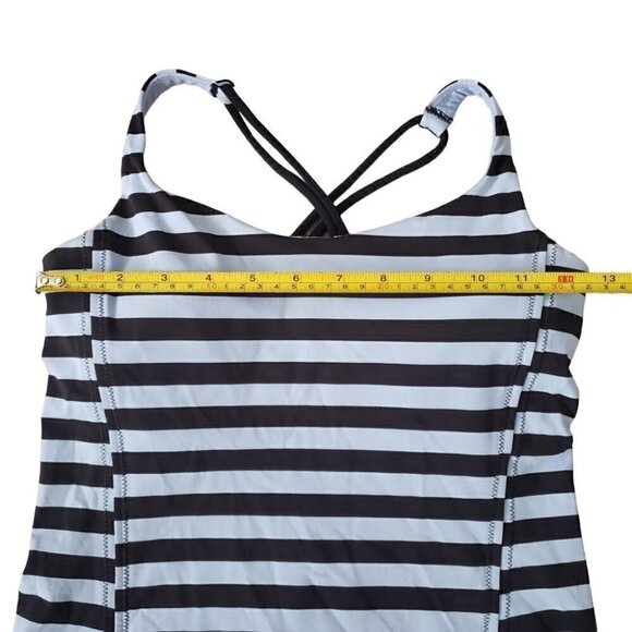 Lululemon Free To Be tank striped black and blue criss-cross back - Picture 9 of 9